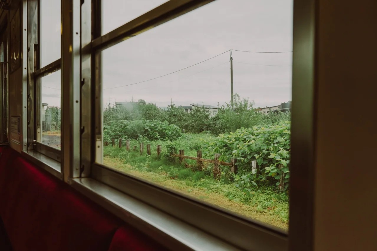Paisagem vista pela janela de um trem